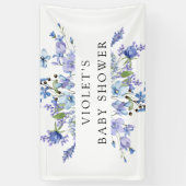 Prachtig blauw Wildflower Baby shower Spandoek (Verticaal)