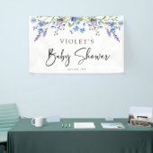 Prachtig blauw Wildflower Baby shower Spandoek (Beurs)