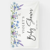 Prachtig blauw Wildflower Baby shower Spandoek (Verticaal)