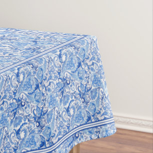 Prachtig Blauw Witte Bloem Motief Paisley Kunst Pa Tafelkleed