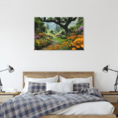 Prachtig Bloeiend Bladerdak Tuinpad Canvas Afdruk (Insitu (Slaapkamer))