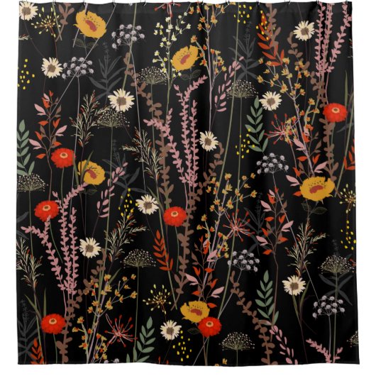 Prachtig bloeiend weidebloemen patroon douchegordijn (Voorkant)