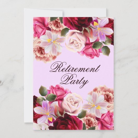 Prachtig Bloemen Boeket Pensioen Party Kaart (Achterkant)