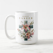 Prachtig bloemenkruis Christelijk Pasen Koffiemok (Links)