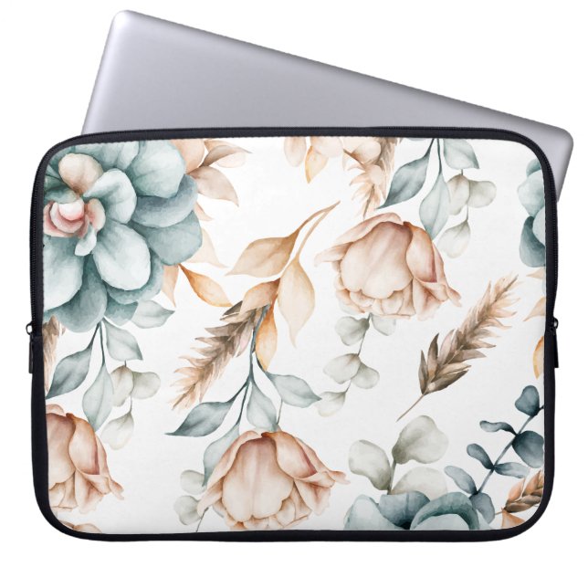 Prachtig bloemennaadloos patroon met  laptop sleeve (Voorkant)