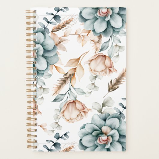 Prachtig bloemennaadloos patroon met planner (Voorkant)