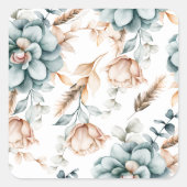 Prachtig bloemennaadloos patroon met vierkante sticker (Voorkant)