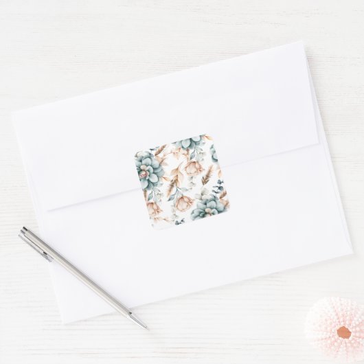 Prachtig bloemennaadloos patroon met vierkante sticker (Envelop)