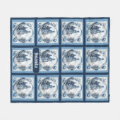 Prachtig bloemenpaleis chinoiserie toile monogram fleece deken (Voorkant (Horizontaal))