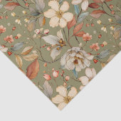 Prachtig bloemenpatroon met Sage Green achtergrond Tissuepapier (Detail)