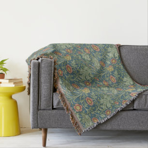 Prachtig bloemenpatroon William Morris Green Pink Deken
