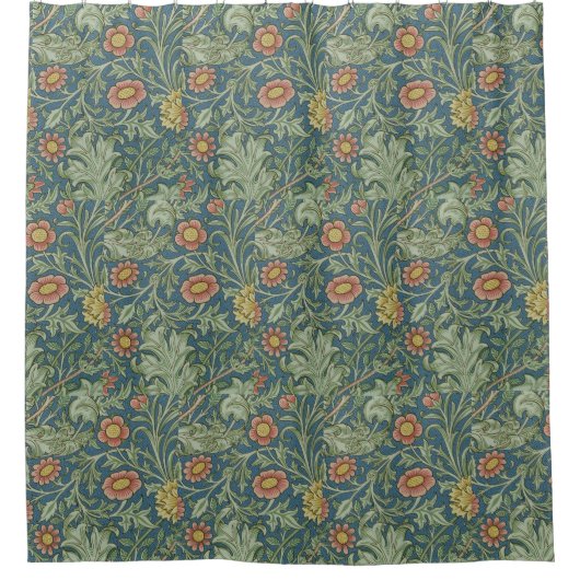 Prachtig bloemenpatroon William Morris Green Pink Douchegordijn (Voorkant)