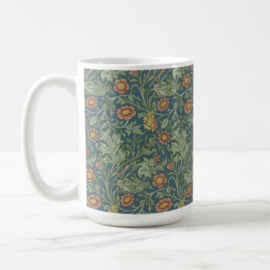Prachtig bloemenpatroon William Morris Green Pink Koffiemok (Links)