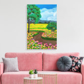 Prachtig bloemenveld canvas afdruk (Insitu (Woonkamer))