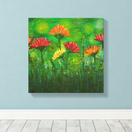 Prachtig bloemenveld canvas afdruk