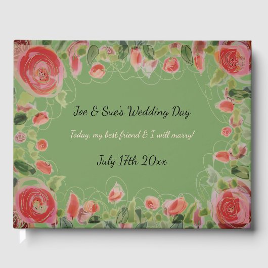 Prachtig Bloemig Bruiloft Gastenboek (Voorkant)