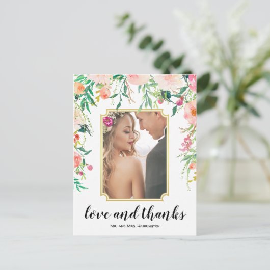 Prachtig bloemig Lijst Boho dank u Briefkaart (Staand voorkant)