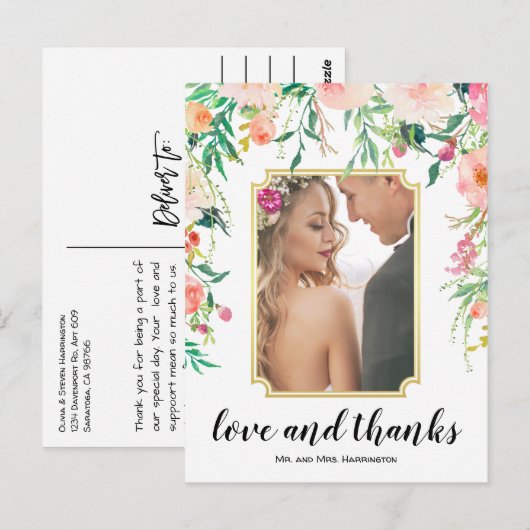 Prachtig bloemig Lijst Boho dank u Briefkaart (Voorkant / Achterkant)