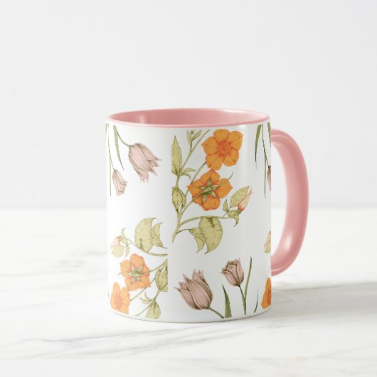 Prachtig bloemig patroon mok (Voorkant rechts)