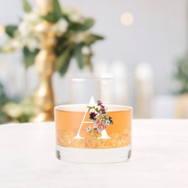 Prachtig bloemig versierd monogram A Whisky Glas
