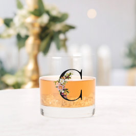 Prachtig bloemig versierd monogram C Whisky Glas