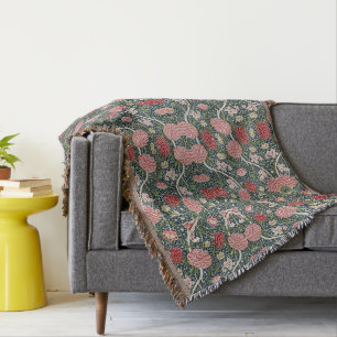 Prachtig bloemmotief gebladerte bloemen rood roze deken