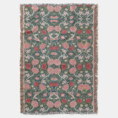 Prachtig bloemmotief gebladerte bloemen rood roze deken (Voorkant Verticaal)