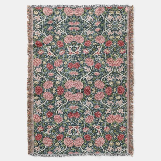 Prachtig bloemmotief gebladerte bloemen rood roze deken (Voorkant Verticaal)