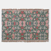 Prachtig bloemmotief gebladerte bloemen rood roze deken (Voorkant)
