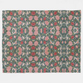 Prachtig bloemmotief gebladerte bloemen rood roze fleece deken (Voorkant (Horizontaal))