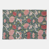 Prachtig bloemmotief gebladerte bloemen rood roze theedoek (Horizontaal)