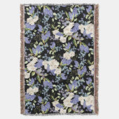 Prachtig bloemmotief Lila Rozen gebladerte Deken (Voorkant Verticaal)