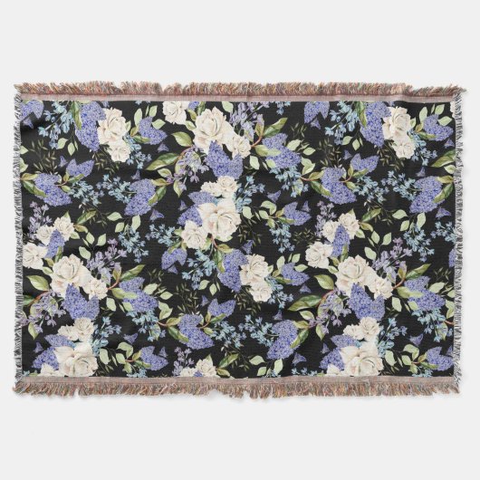 Prachtig bloemmotief Lila Rozen gebladerte Deken (Voorkant)