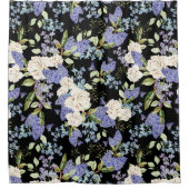 Prachtig bloemmotief Lila Rozen gebladerte Douchegordijn (Voorkant)