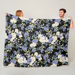 Prachtig bloemmotief Lila Rozen gebladerte Fleece Deken
