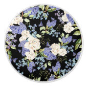 Prachtig bloemmotief Lila Rozen gebladerte Keramische Knop (Voorkant)