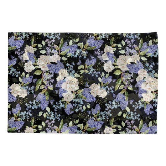 Prachtig bloemmotief Lila Rozen gebladerte Kussensloop (Achterkant-Links)