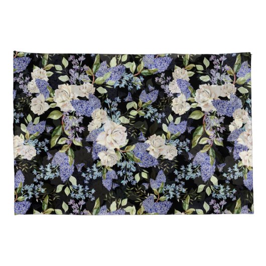 Prachtig bloemmotief Lila Rozen gebladerte Kussensloop (Achterkant-Rechts)