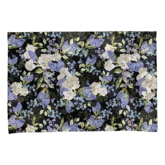 Prachtig bloemmotief Lila Rozen gebladerte Kussensloop (Voorkant-Rechts)