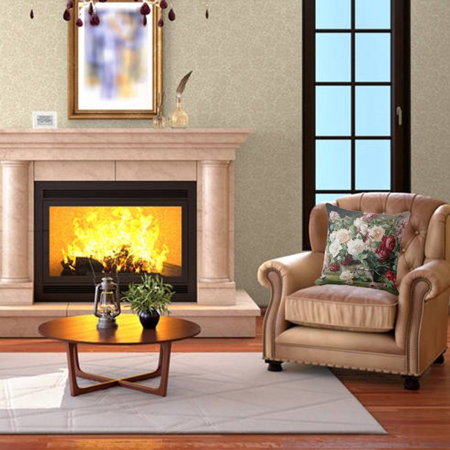 Prachtig bloemmotief met Rozen en loof Kussen (Creator heeft geüpload)