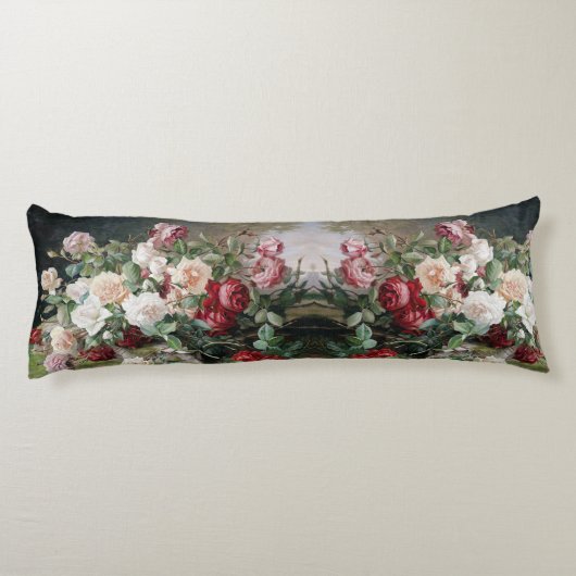 Prachtig bloemmotief met Rozen en loof Lichaamskussen (Achterkant)