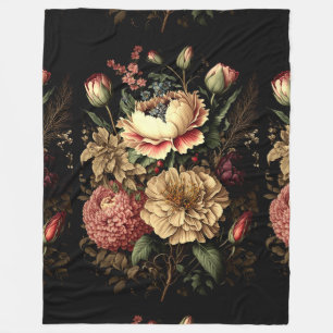 Prachtig  bloemstuk fleece deken