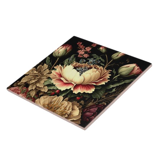 Prachtig  bloemstuk tegeltje (Zijkant)