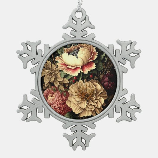 Prachtig bloemstuk tin sneeuwvlok ornament (Voorkant)