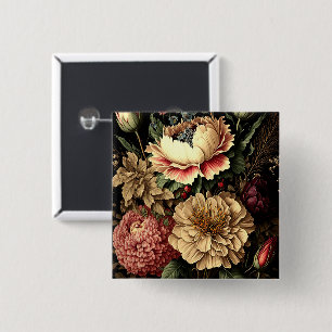 Prachtig  bloemstuk vierkante button 5,1 cm