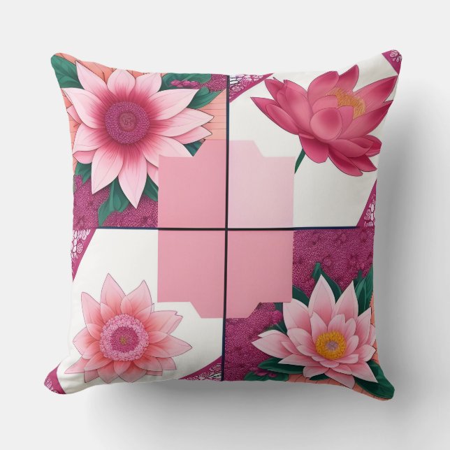 Prachtig bloemwerk met roze bloemen kussen (Voorkant)