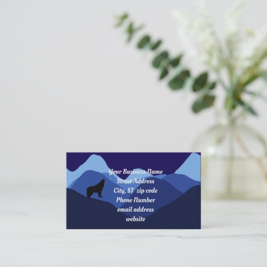 Prachtig Blue Mountain Silhouette met Wolf Logo Visitekaartje (Staand voorkant)