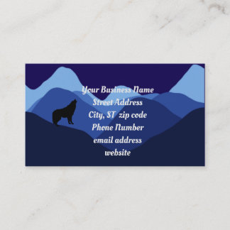 Prachtig Blue Mountain Silhouette met Wolf Logo Visitekaartje