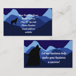 Prachtig Blue Mountain Silhouette met Wolf Logo Visitekaartje