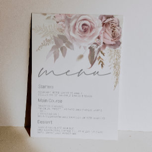 Prachtig Blush Bloemend Huwelijksmenu Digitaal Kaart